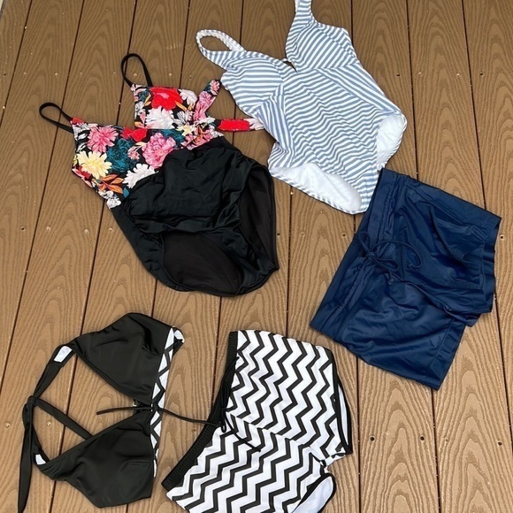 Bathing suit bundle-2 1 piece suits, 1 bikini, swim shorts